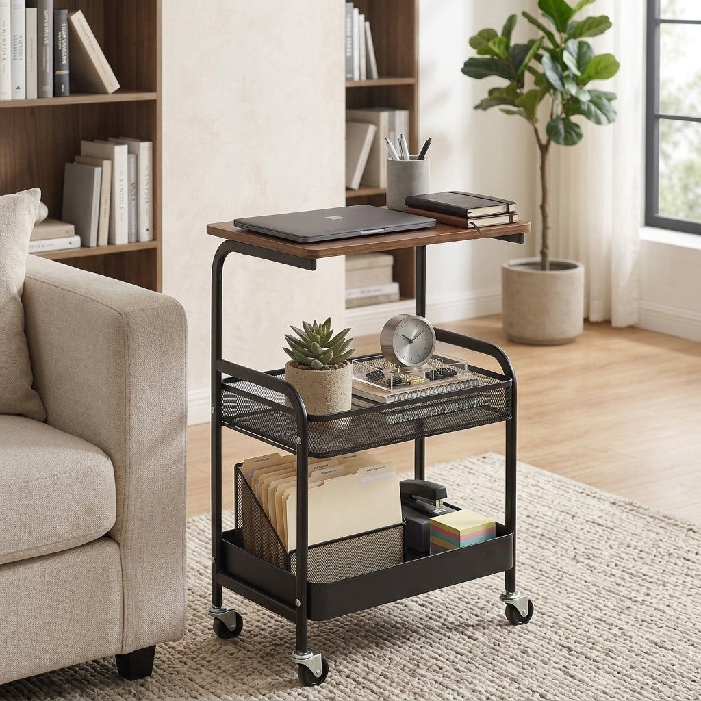 Table d’appoint à roulettes – 3 niveaux modernes