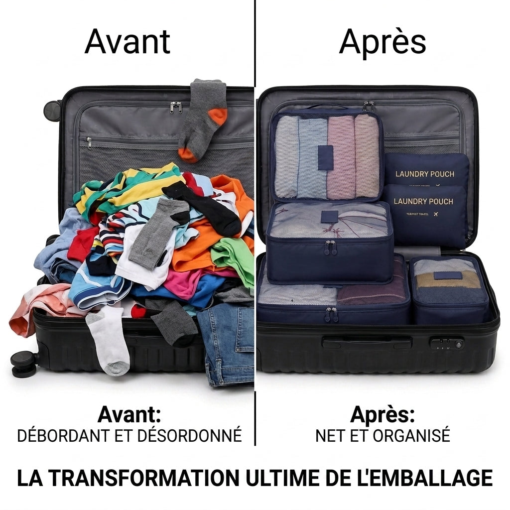 Ensemble Voyage Premium – 2 Valises + 6 Organisateurs Inclus