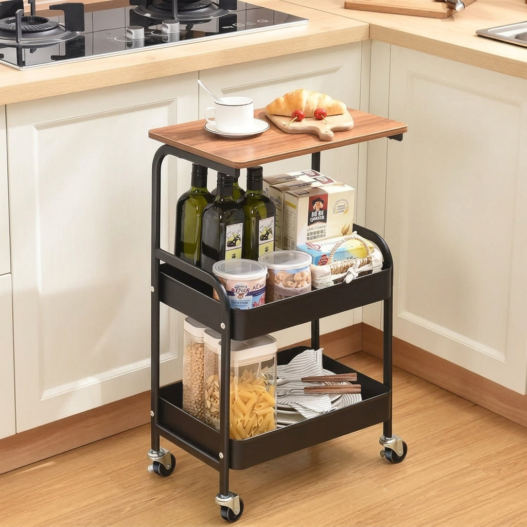 Table d’appoint à roulettes – 3 niveaux modernes