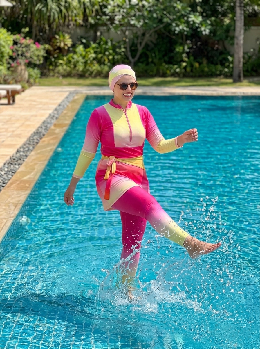 Burkini 4 Pièces Moderne Coloré – Design Tendance